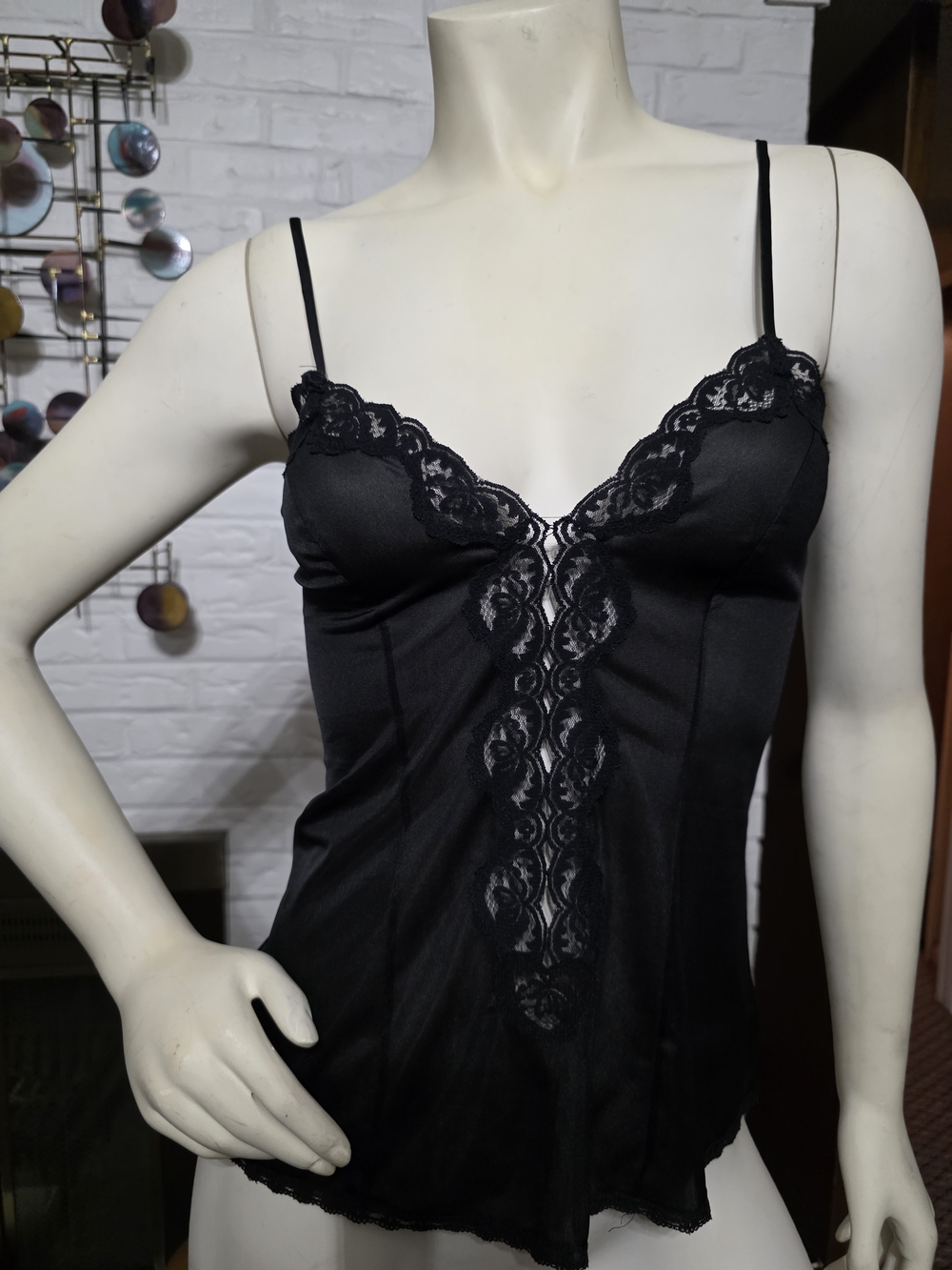 PAPILLON | Black Lace Trim Satin Cami Top - Women Intimates